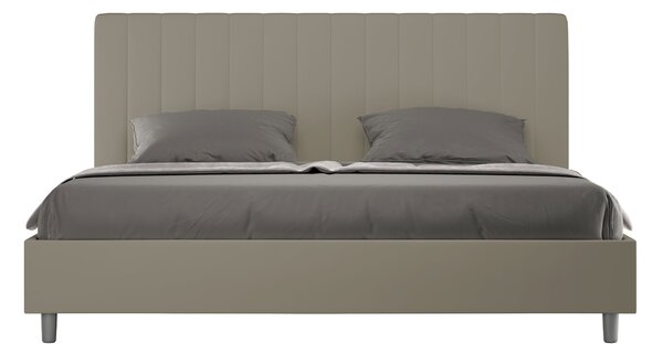 Letto Matrimoniale Queen Size 150x190 cm Senza Rete Imbottito in Similpelle Agueda Cappuccino