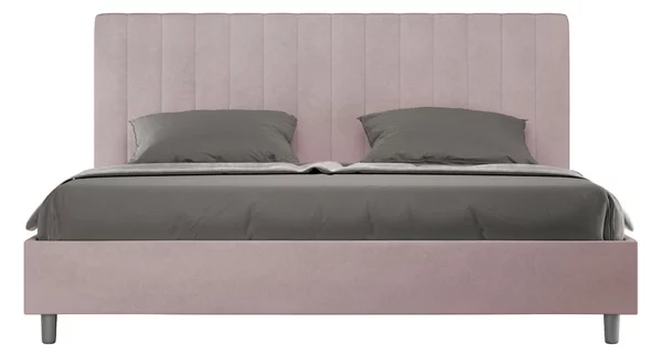 Letto Matrimoniale King Size 180x200 cm con Rete Imbottito in Microfibra Agueda Glicine