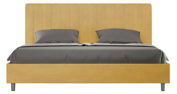 Letto Matrimoniale Queen Size 150x190 cm Senza Rete Imbottito in Microfibra Agueda Ocra