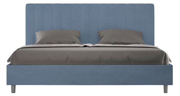 Letto Matrimoniale Queen Size 150x190 cm Senza Rete Imbottito in Microfibra Agueda Blu