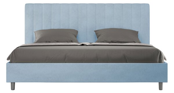 Letto Matrimoniale Queen Size 150x190 cm Senza Rete Imbottito in Microfibra Agueda Azzurro