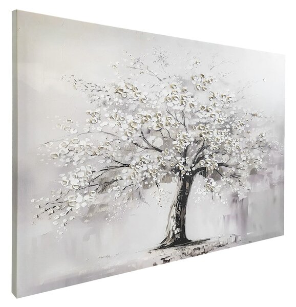 Quadro con elementi dipinti a mano 70x100 cm White Tree – Styler