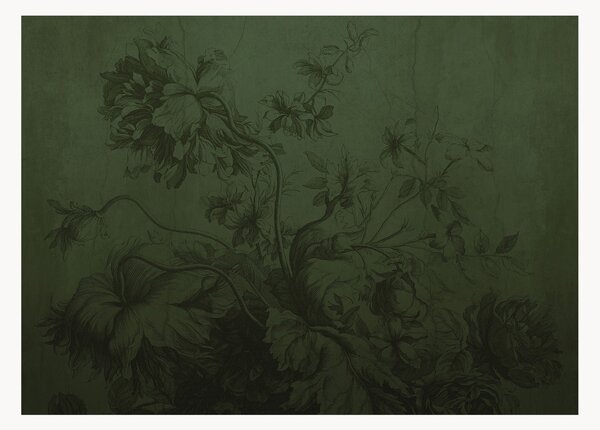 Carta da parati Gradient Flowers Green