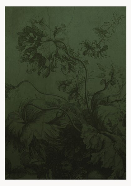 Carta da parati Gradient Flowers Green