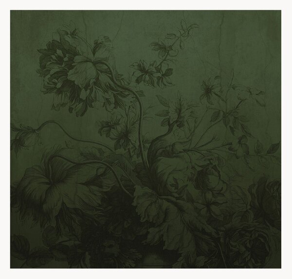 Carta da parati Gradient Flowers Green