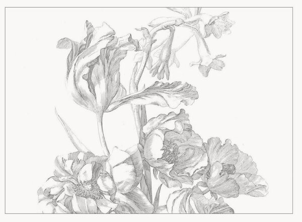 Carta da parati in tessuto non tessuto Engraved Flowers