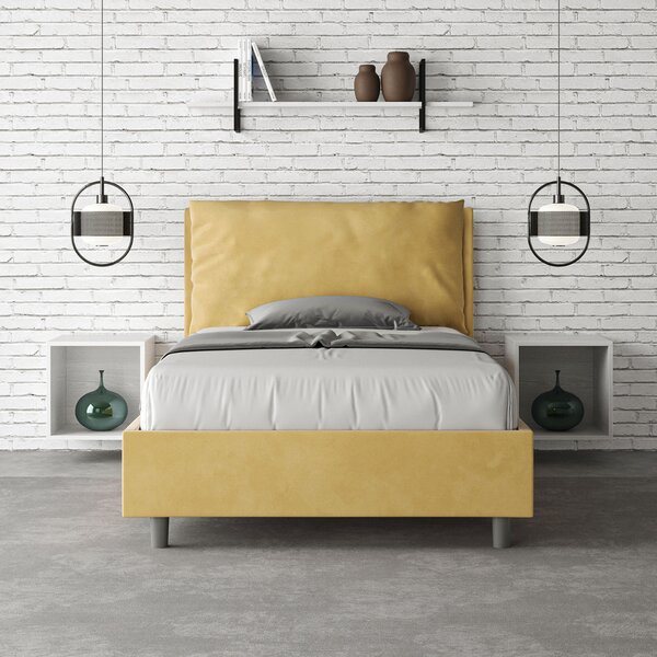 Letto 1 Piazza E Mezzo 110x190 cm Senza Rete Imbottito in Microfibra Antea Large Ocra
