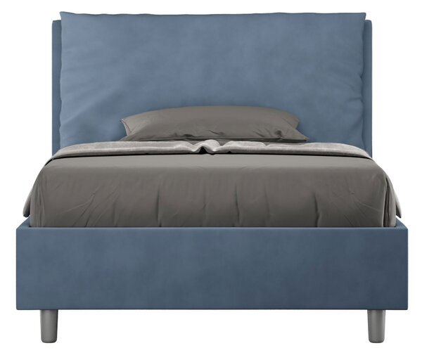 Letto 1 Piazza E Mezzo 110x190 cm Senza Rete Imbottito in Microfibra Antea Large Blu