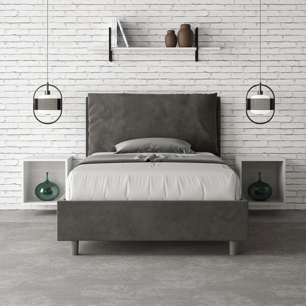 Letto 1 Piazza E Mezzo 110x190 cm Senza Rete Imbottito in Microfibra Antea Large Grigio