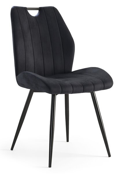 ARNO Nera (tessuto Bluvel 19) - MODERNA SEDIA IMBOTTITA PER SALONE/SALA DA PRANZO CON MANIGLIA VELVET