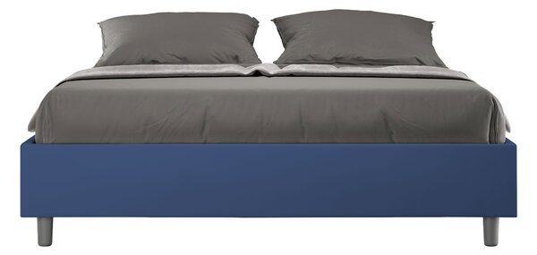 Letto Matrimoniale 160x190 cm Senza Rete Senza Testata Imbottito in Similpelle Azelia Blu