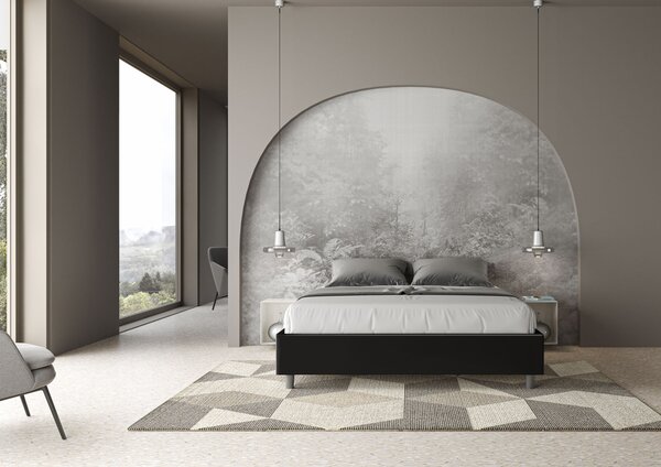 Letto Matrimoniale 160x190 cm Senza Rete Senza Testata Imbottito in Similpelle Azelia Nero