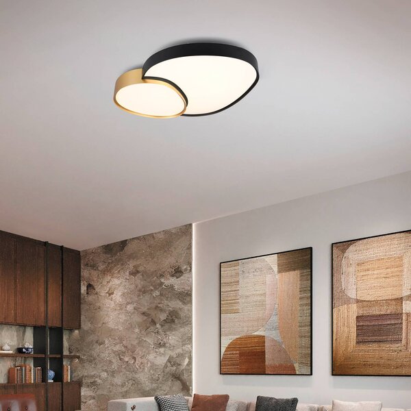 Trio Lighting Plafoniera a LED Rise, dimmerabile, Nero, Soggiorno / Sala da pranzo, Metallo, Moderno, Plafoniera LED