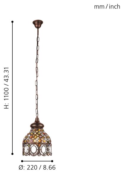 Eglo 49765 - Lampada a sospensione JADIDA 1xE27/60W