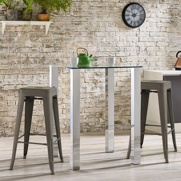 Costway Set di 4 sgabelli da bar alti 76cm con poggiapiedi piedini in gomma, Sgabelli impilabili per cucina bar Bronzo antico