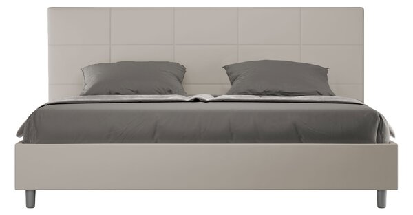 Letto Matrimoniale Queen Size 150x190 cm Senza Rete Imbottito in Similpelle Mika Tortora