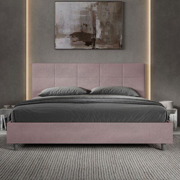 Letto Matrimoniale Queen Size 150x190 cm Senza Rete Imbottito in Microfibra Mika Glicine