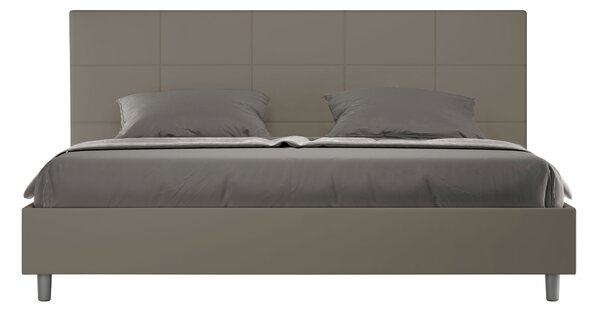 Letto Matrimoniale Queen Size 150x190 cm Senza Rete Imbottito in Similpelle Mika Cappuccino