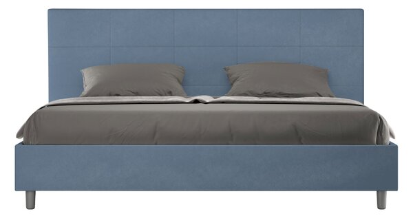 Letto Matrimoniale Queen Size 150x190 cm Senza Rete Imbottito in Microfibra Mika Blu