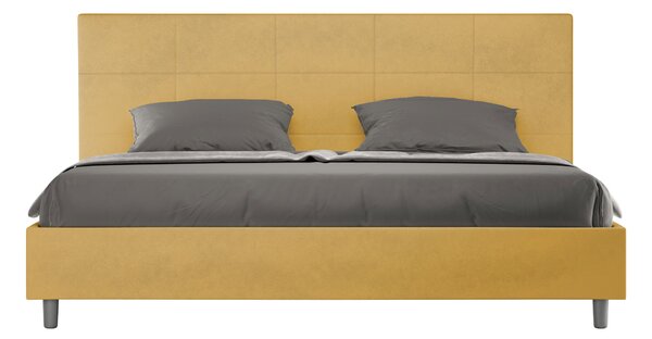 Letto Matrimoniale Queen Size 150x190 cm Senza Rete Imbottito in Microfibra Mika Ocra