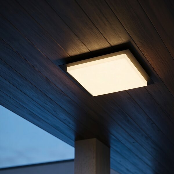 Plafoniera moderna nera quadrata incl. LED IP44 - Lys