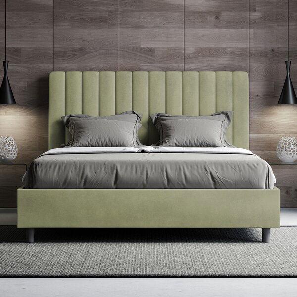 Letto 1 Piazza E Mezzo 130x190 cm Senza Rete Imbottito in Microfibra Agueda Tè Verde