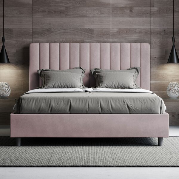 Letto 1 Piazza E Mezzo 130x190 cm Senza Rete Imbottito in Microfibra Agueda Glicine
