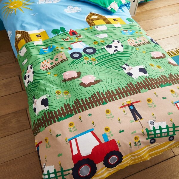Set copripiumino e federa da bambini per letto singolo 135x200 cm Farmyard Animals – Catherine Lansfield