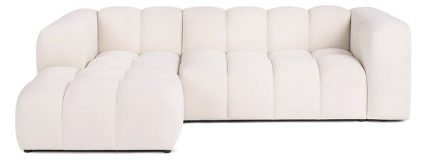Divano angolare color crema (con penisola a sinistra/con chaise lounge) con rivestimento in velluto Cube – Bonami Selection