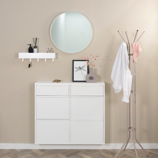 Scarpiera bianca in metallo con ante ribaltabili 98x86x15 cm Billy – Spinder Design