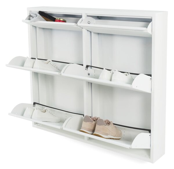 Scarpiera bianca in metallo con ante ribaltabili 98x86x15 cm Billy – Spinder Design