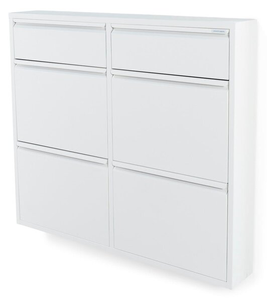 Scarpiera bianca in metallo con ante ribaltabili 98x86x15 cm Billy – Spinder Design
