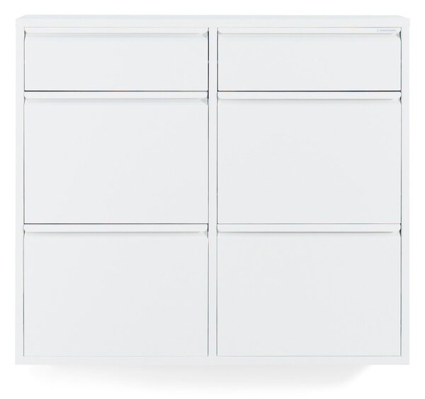 Scarpiera bianca in metallo con ante ribaltabili 98x86x15 cm Billy – Spinder Design