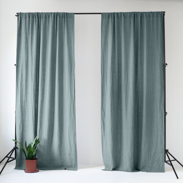 Tenda blu polveroso in lino 140x250 cm Blue Fog – Linen Tales