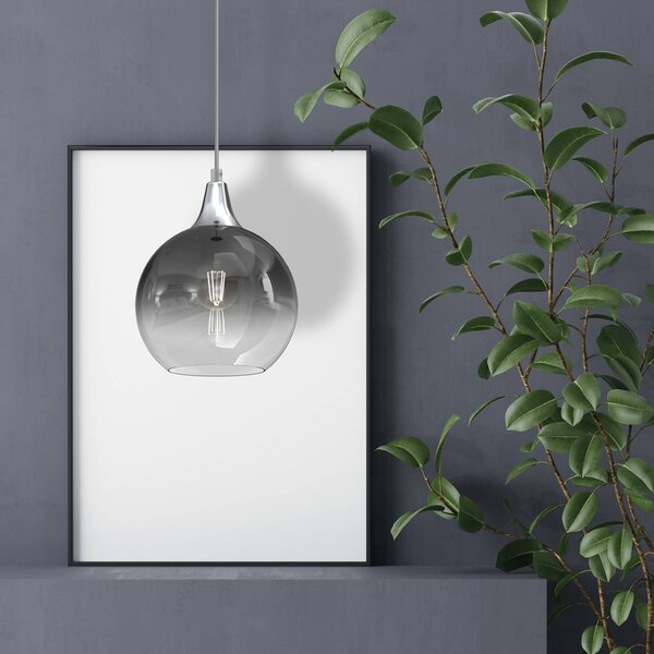 Euluna Monte lampada a sospensione vetro 1 luce argento