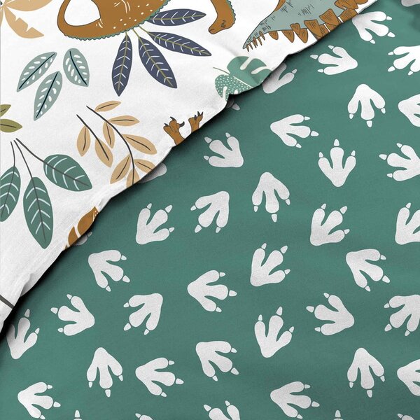 Set copripiumino e federa da bambini bianco/verde in cotone per letto singolo 140x200 cm Dina – douceur d'intérieur