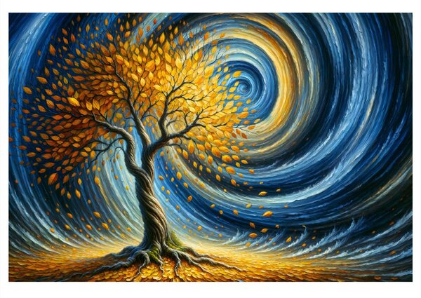 Quadro su tela – Albero della vita nel cielo vorticoso