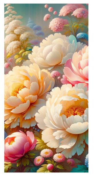 Quadro su tela – Peonie colorate in piena fioritura
