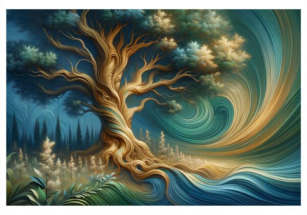 Quadro su tela – Albero della vita in una foresta incantata
