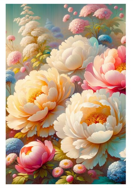Quadro su tela – Giardino romantico con peonie