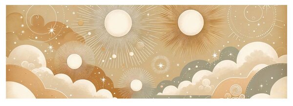 Quadro su tela – Sole cosmico tra le nuvole dei sogni