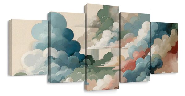 Quadri 5 pezzi – Nuvole colorate in sogno astratto