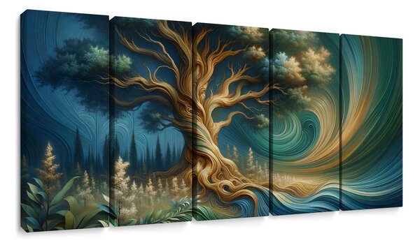 Quadri 5 pezzi – Albero della vita nel vortice dell’energia