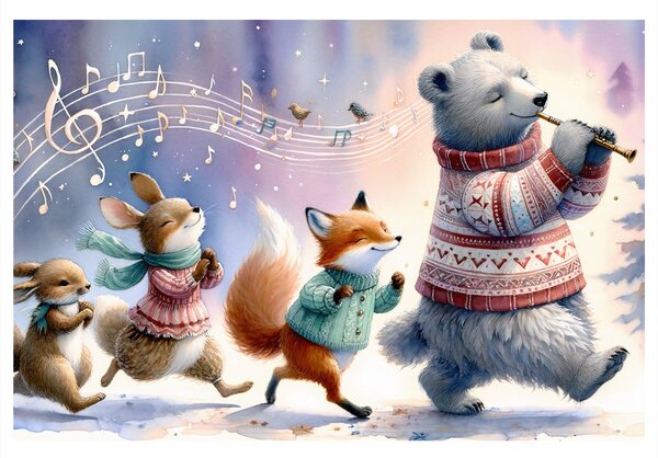 Quadro su tela – Animali che marciano al ritmo della musica