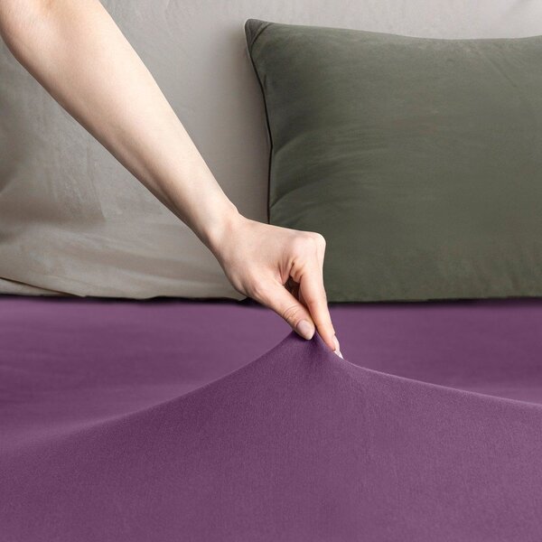 Lenzuolo con angoli viola in jersey 220x200 cm Amber – Restilo