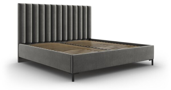Letto matrimoniale imbottito grigio con contenitore con griglia 180x200 cm Casey - Mazzini Beds