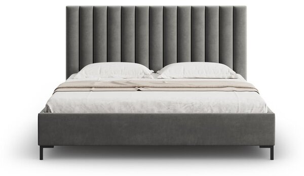Letto matrimoniale imbottito grigio con contenitore con griglia 180x200 cm Casey - Mazzini Beds
