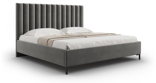 Letto matrimoniale imbottito grigio con contenitore con griglia 180x200 cm Casey - Mazzini Beds