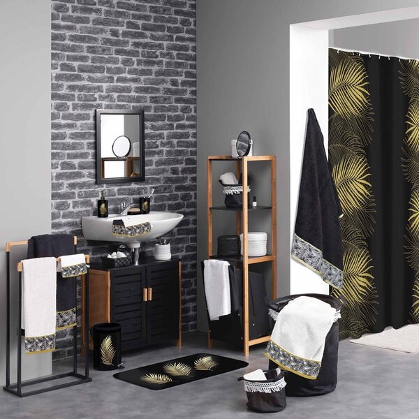 Tappetino per il bagno nero e dorato 45x75 cm Orbella – douceur d'intérieur