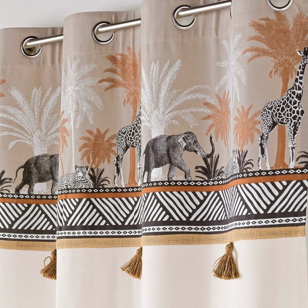 Tenda marrone e di colore naturale in cotone 140x240 cm Kenya Lodge – douceur d'intérieur